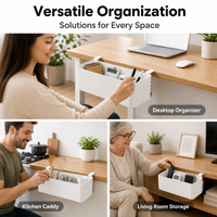 Adjustable Desk Organiser, Desktop Organiser for Pens Pencils Notebooks, Multipurpose Office Storage, 1-Layer Clamp-On Design