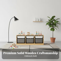 Educational Toy Shelf Solid Wood Educational Storage Shelf Large Capacity Wooden Toy Storage Unit for Young Children, Preschoolers, Playroom, Nursery