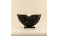 U-Shaped Sculpture Ribbed Tabletop Accent Bold for Shelf, Interior Designers