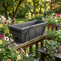 Hanging Basket for Garden Fence and Railing, Rectangular Flower Box, Outdoor Window Box Planter with Drainage, Long Plastic Wall Planter Pack 1