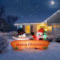 Santa Inflatable with LED Lights Outdoor Inflatable Snowman and Santa Christmas Yard Decoration with Lights Festive Magical