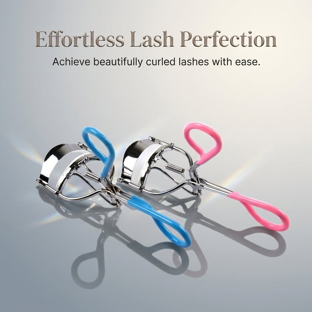 Eyelash Curler for Women, Metal C Design with Colorful Coated Handle, Japanese Style for Makeup Routine and daily cosmetic care