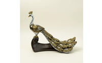 Light Luxury Design Resin Peacock Sculpture Creative Gift Resin Peacock Decor Non-Slip Base for Bookshelf, Entryway, Office