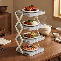Foldable Prep Rack Triangular Frame Collapsible Tray Stand Rounded Corners