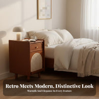 Narrow Rattan Bedside Cabinet Vintage design Narrow Rattan Nightstand for Hallway