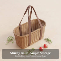 Imitation Rattan Basket Versatile Handled Market Basket Easy to Clean Household Storage for Shoppers, Gardeners, Shopping, Outdoor, Gardening