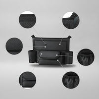 Adjustable Center Console Organizer Hanging Car Purse Holder Easy to Install Car Storage Bag with Pockets Leather for Drivers, Commuters