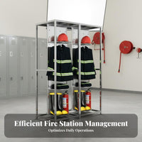 Firefighter Gear Rack Heavy Duty Stainless Steel Turnout Gear Rack Fire Station Locker for Firefighters, First Responders