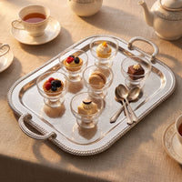 Serving Tray with Handles Rectangular Metal Serving Tray Engraved Platter for Home Decor