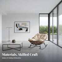 Upholstered Sled Base rocking chair Highsupportive assistance Rocking Chair Thick pad Sturdy Frame for Adults, Patio