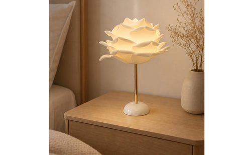 Corded Rose Lamp Button-Switch Flower Lamp Romantic Sculptural for Bedroom, Reading Corner