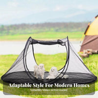 Breathable Foldable Pet Tent with Mat Portable Mesh Pet Tent Lightweight Collapsible Dog Playpen Compact for Dogs, Cats, Young Dogs, Outdoor, Indoor, Travel, Camping