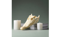 Resin Crocodile Skull Ornament Bone-Like Crocodile Skull Tabletop Sculpture Classy-Looking for Collectors, Decorators, Living Room, Study, Tea Table