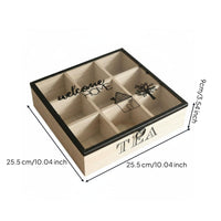 Wooden Tea Box Space-Saving Tea Packet Organizer Rustic Design for Countertop