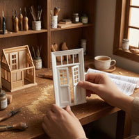1:12 Scale Dollhouse Door Pane-Style Two Panel Toplight Door Rectangular Frame