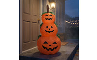 Freestanding Inflatable Jack-O'-Lantern Stack Seasonal Lighted Jack-O'-Lantern Scene Classic Spooky Halloween Inflatable Scene Outdoor for Yard, Porch, Garden, Party