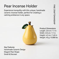 Incense Holder with Fruit Shaped Ceramic Design for Living Room Decor, Handmade Burner for Meditation and Relaxation Areas