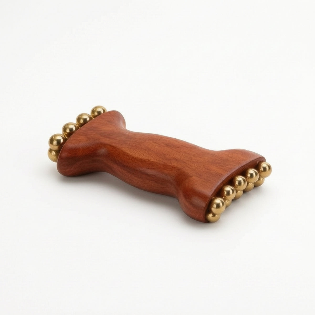 Manual Wooden Face Massager with Metal Beads Portable Facial Massage Tool with Two Sides Natural Massage Roller with Dual Head Comfortable for Skin Maintenance Routine