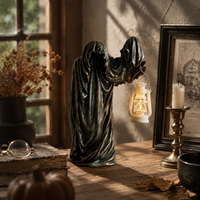 Ghost Wizard Figurine Halloween Hooded Ghost Wizard Draped for Desktop