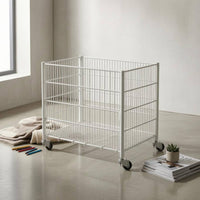 Vertical Supports Wire Storage Trolley Open Top Metal Storage Trolley Easy Mobility Home Organizer Anti-Rust for Garden