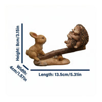 Rabbit and Hedgehog Seesaw Figurine Detailed Craftsmanship for Balcony, Office