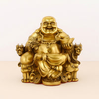 Laughing Buddha Statue with Emperor's Dragon Chair Feng Shui for Collectors