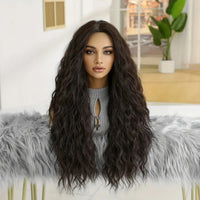 Scalp-Simulation Long Curly Hairpiece Flower Net Cap Long Wavy Hairpiece Machine-Made Hairpiece Soft