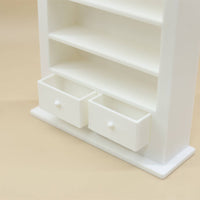 Arched Dollhouse Bookcase with Drawers Miniature Bookshelf European Design