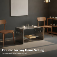 Silver Finish Metal Coffee Table Home Furniture Compact Size for Living Room