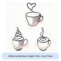 3 Pieces Coffee Cup Wall Decor Housewarming Gift Home Decoration Modern Look Rustic Accent for Cafe Owners, Homeowners, Bedroom