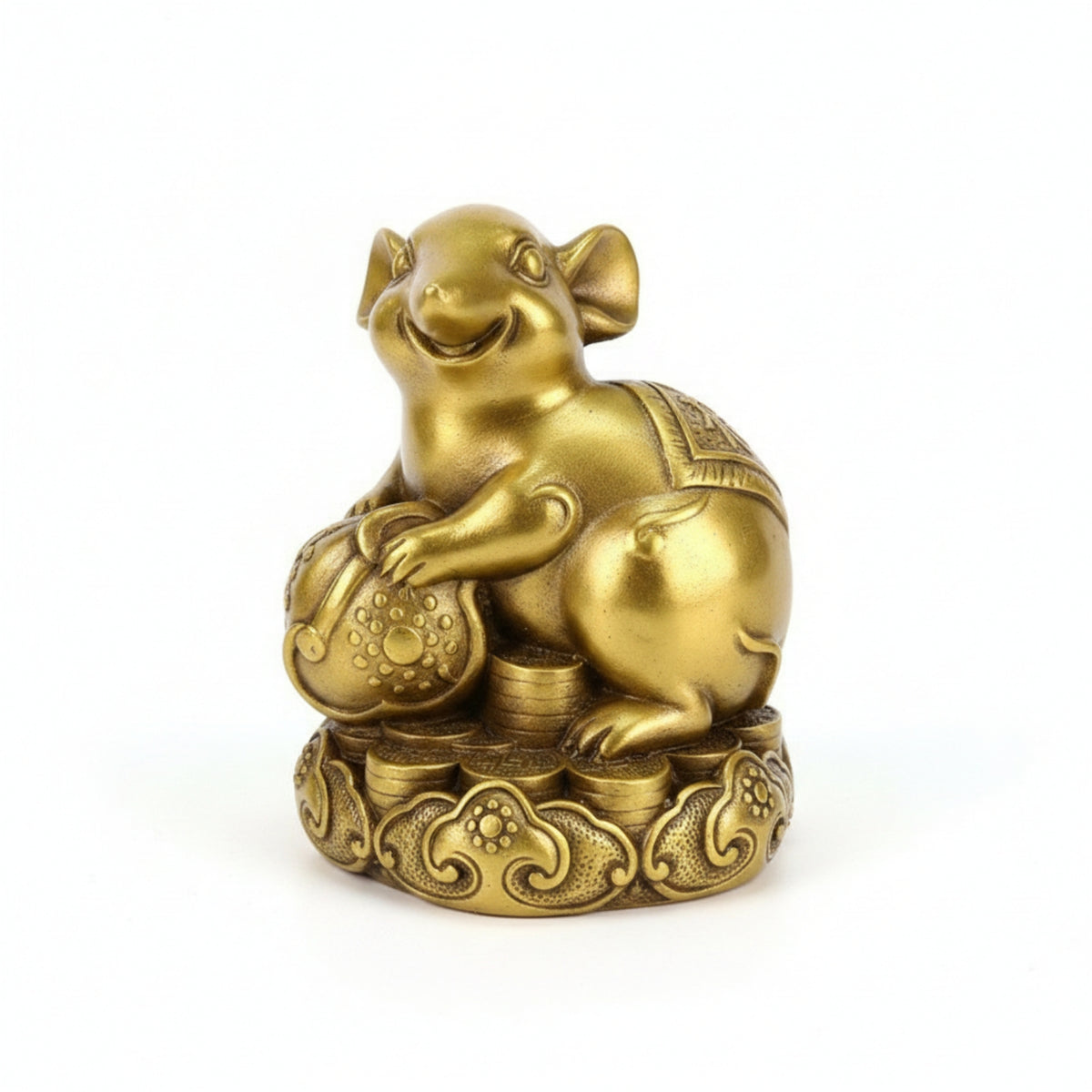 Tabletop Ornament Chinese Brass Figurine Embossed Mist Pattern Brass animal Figurine Carved Texture