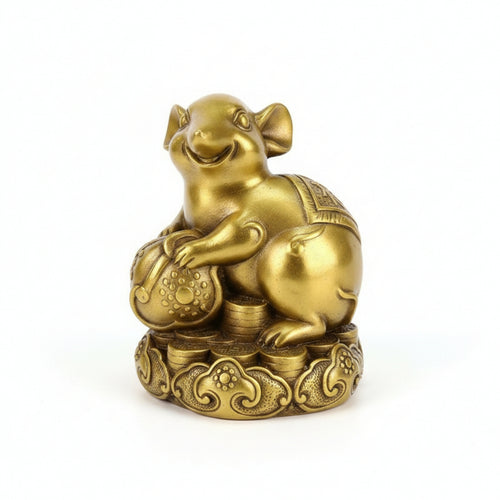 Tabletop Ornament Chinese Brass Figurine Embossed Mist Pattern Brass animal Figurine Carved Texture