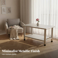 Double-Level Rectangular Stand Modern Design Coffee Table Minimalist Aesthetic Easy to Clean for Renters, Adults