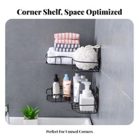 No-Drill Installation Triangular Corner Basket Space-Saving Triangle Wall Basket Multi-Purpose Bathroom Shelf Rustproof for Homeowners, Apartment Dwellers, Students, Kitchen, Shower, Dorm Room