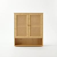 Bamboo Storage Cabinet Minimalist Wall-Mounted Cupboard Space-Saving for Kitchen