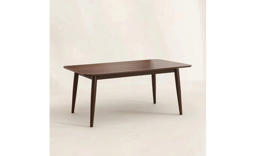 Walnut Brown Rubberwood Dining Table Modern Solid Wood Dining Table Thick Furniture Minimalist for Families
