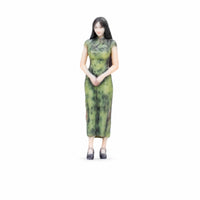Qipao Figure 1/64 Scale Female Figurine Miniature with Qipao Dress Painted Model Standing for Collectors, Dioramas