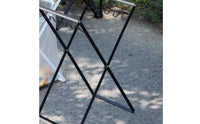 Stainless Steel Collapsible Trash Bag Holder Rack Iron Foldable Trash Bag Holder X-Shaped Frame Waste Container Wood Handle
