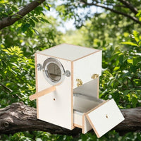 Removable Drawer Bird Box and 18x18x25cm Bird House, Wood Nesting Case for Parakeet and Cockatiel, Bracket Mount Breeding Habitat with Perch