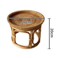Rattan Side Table Handwoven Rattan Table Multi-Purpose for Tea Time