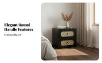 Rattan-Front Drawer Cabinet Vintage Aesthetic Rattan Front Cabinet for Families