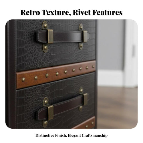 2-Drawer Rolling Chest Vintage Design Bedside Table Distressed Finish effortless Sliding for Guesthouse Owners, Students, Study
