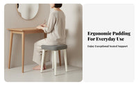Upholstered Vanity Stool Non-Slip Foot Pads Stackable Tufted Footstool for Women