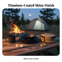 Long-Lasting Black Stainless Steel Dinnerware Set Compact Titanium Plated Bowl and Plate Set Lightweight for Campers, Backpackers, Picnic