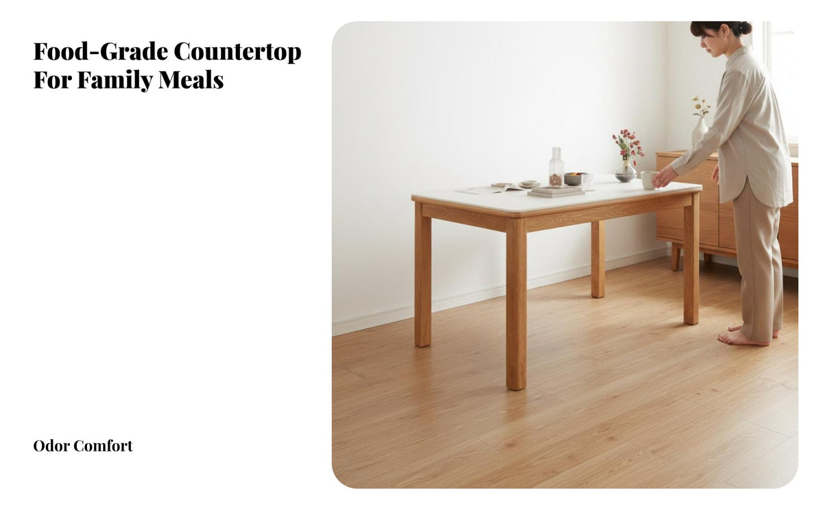Modern Minimalist Design Rectangular Dining Table Nordic design A-Frame Slab Top Table Japanese Aesthetic Household Furniture scuff Resistant for Families, Homeowners, Entertainers, Apartment, Living Room, Family Meals, Dinner Parties