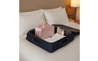 Double Zipper 3 Compartment Makeup Bag Portable Handle Travel Makeup Bag Brush Holder Waterproof Cosmetic Organizer Multiple Compartments for Women, Bathroom