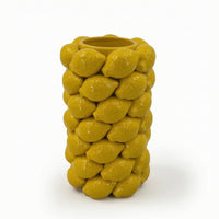 Vase with Lemon Reliefs Citrus-Themed Fruit-Inspired Vase Glossy for Living Room