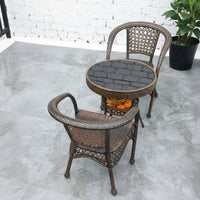 3 Pieces Balcony Furniture Set Space-Saving Design Wicker Balcony Conversation Set Weather-Resistant Rattan Table and Chairs for Terrace, Garden