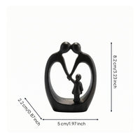Abstract Family Sculpture Black Family Figurine Smooth Surface