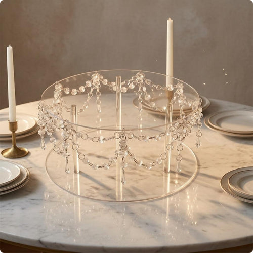 Acrylic Cake Tray Stand Reusable Crystal Bead Cake Stand Long-Lasting